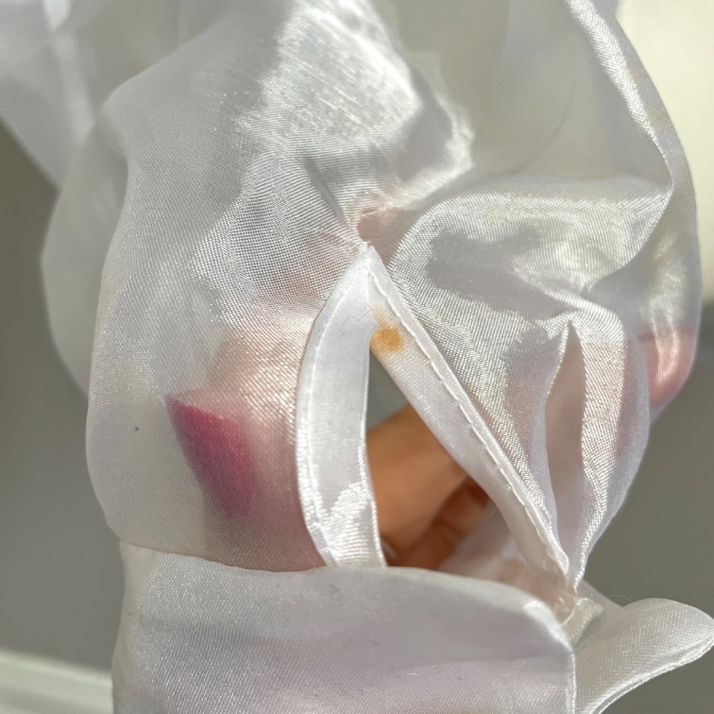 Vintage Sheer White Organza Cropped Tie Blouse - M/L - Picture 10 of 13